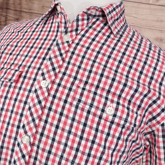 H&M SHORT SLEEVE RED BLACK CHECK BUTTON DOWN SHIRT MENS SZ M MEDIUM - Picture 2 of 7